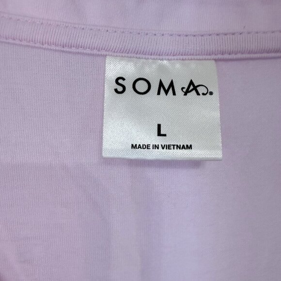 Soma 2 Piece Pajama Set Size Large Short Sleeve Tropical Floral Pink & Multic - Picture 6 of 9